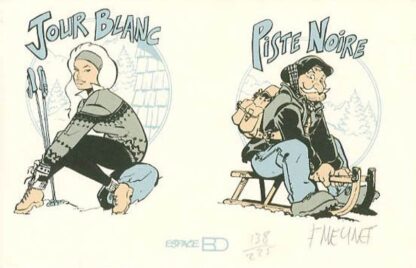 Meynet, Fanfoué, Ex-libris sérigraphié signé, Jour blanc, Piste noire