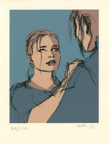 Pellerin, L'Epervier, Ex-libris sérigraphié signé, Marion (fond bleu)