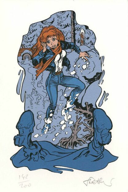 Walthéry, Rubine, Ex-libris sérigraphié signé, Un mort dans la neige