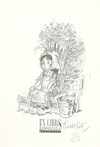 Walthéry, Tchantchès, Ex-libris offset signé, Petite fille