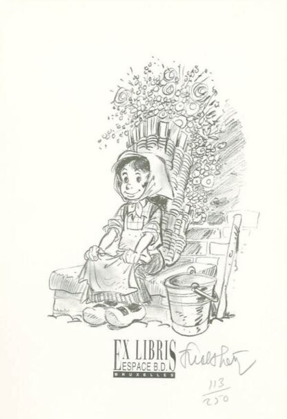 Walthéry, Tchantchès, Ex-libris offset signé, Petite fille