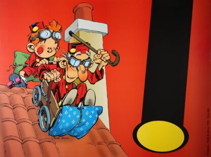 Le petit Spirou : Affiche offset : Papy sur le toit