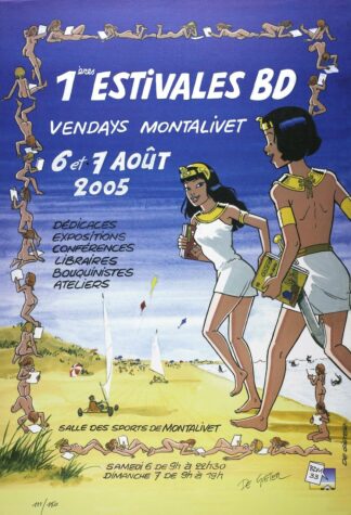 De Gieter, Papyrus, Affiche offset publicitaire signée, Estivales BD
