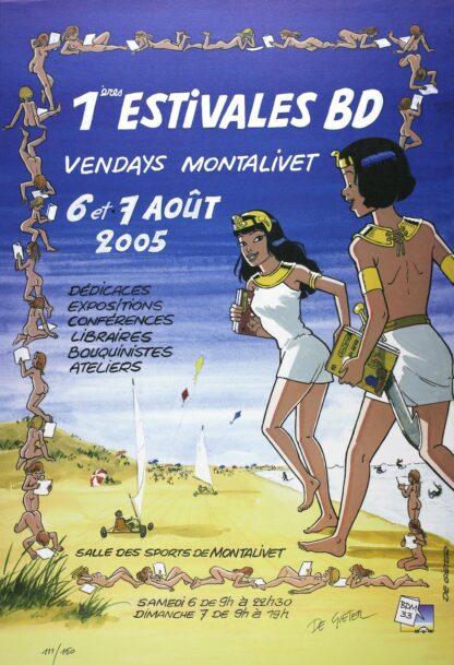 De Gieter, Papyrus, Affiche offset publicitaire signée, Estivales BD