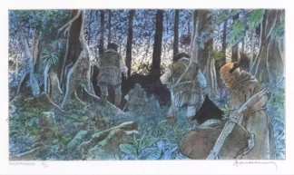 ex-libris Hermann Avancée en forêt signé