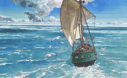 ex-libris Hermann Le passeur bateau signé