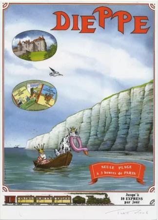 Ex-libris La Nef des Fous Turf offset signé Dieppe