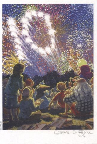 Di felice, Ex-libris offset signé, Feux d'artifice