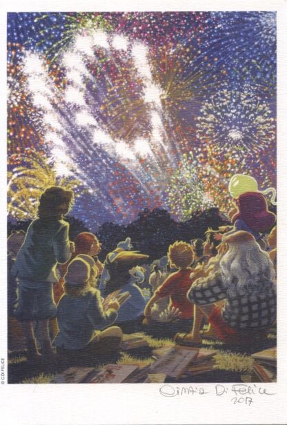 Di felice, Ex-libris offset signé, Feux d'artifice