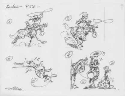 Ex-libris Lucky Luke Rodéo offset calque Achdé