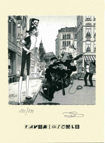 Sleen, Stallaert, Néron, Ex-libris offset signé, policier et pirate