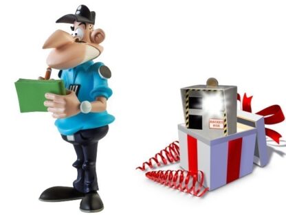 Les Gendarmes, Statuette en résine Le Teigneux + 1 tirelire Flash