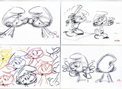 Les Schtroumpfs : 4 cartes simples Schtroumpfs pour une Expo Peyo (Avec dépliant)