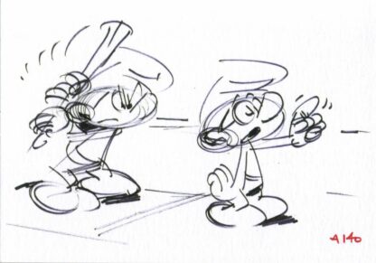 Les Schtroumpfs : Batte de baseball Carte postale pour une Expo Peyo
