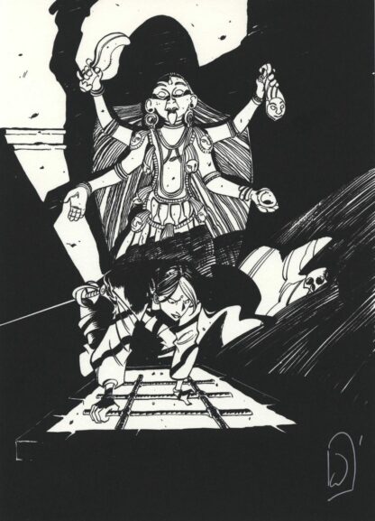 Alary, Ange, Belladone, Ex-libris sérigraphié signé, La grille (noir et blanc)