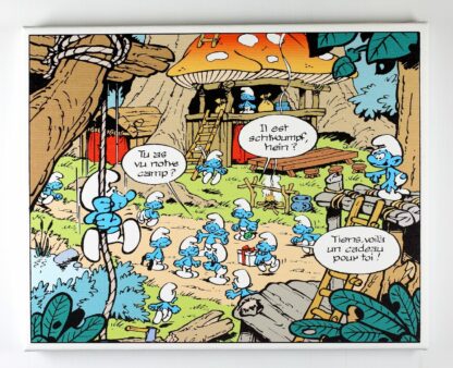 Peyo, Les Schtroumpfs, Toile imprimée, Le Camp