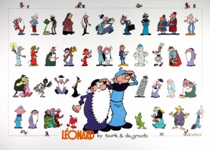 Léonard est un génie, De Groot, Turk, Affiche offset, Multitude de personnages