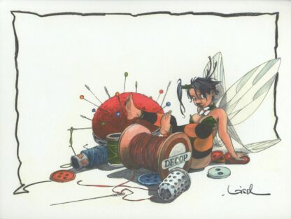 Loisel, Peter pan, Affiche offset, Fée Clochette et fil à coudre