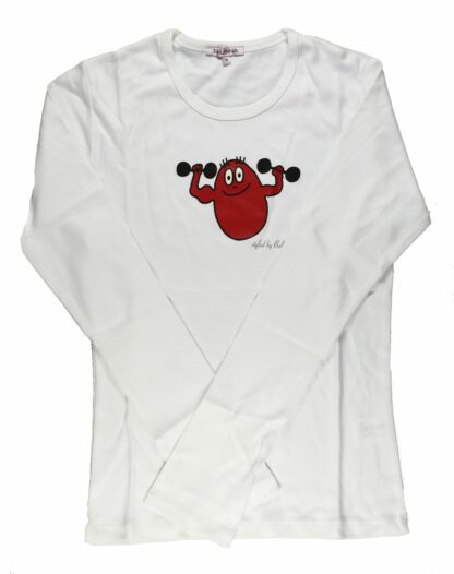 T-shirt Femme Barbapapa Haltères manches longues blanc