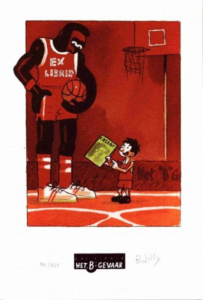Mathy, Ludo, Ex-libris offset signé, Basket