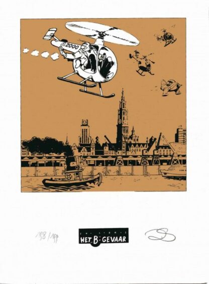 Stallaert, Sleen, Néron, Ex-libris sérigraphié signé, L'hélicoptère