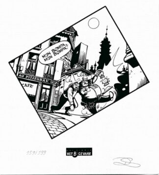 Stallaert, Sleen, Néron, Ex-libris sérigraphié signé, La beuverie