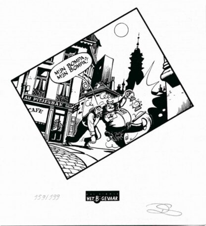 Stallaert, Sleen, Néron, Ex-libris sérigraphié signé, La beuverie