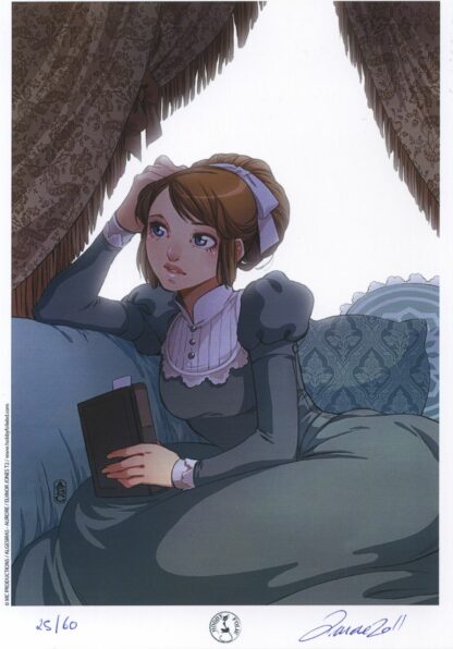Algesiras, Aurore, Eliinor Jones, Ex-libris offset signé, La Jeune fille et le livre