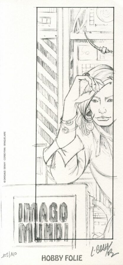 Brahy, Braquelaire, Corbeyran, Imago Mundi, Ex-libris offset signé, Femme (crayonné)