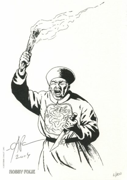 Ex-libris offset signé Tombelaine : Chinois criant par Chaillet et Capo