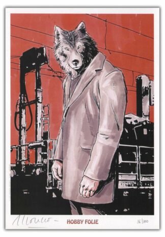 Moreno, Sarn, Loup, Ex-libris signé, Loup