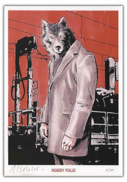 Moreno, Sarn, Loup, Ex-libris signé, Loup