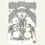 Nhieu, Far Albion, Ex-libris offset signé, Buste de femme