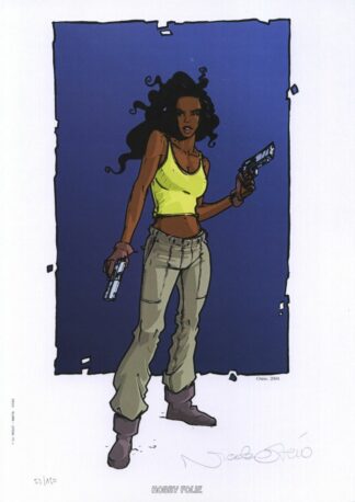 Martin, Otéro, Amerikkka, Ex-libris offset signé, Femme noire aux pistolets