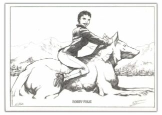 L'Homme, Penet, Marie des Loups, Ex-libris offset signé, Marie assise sur un loup