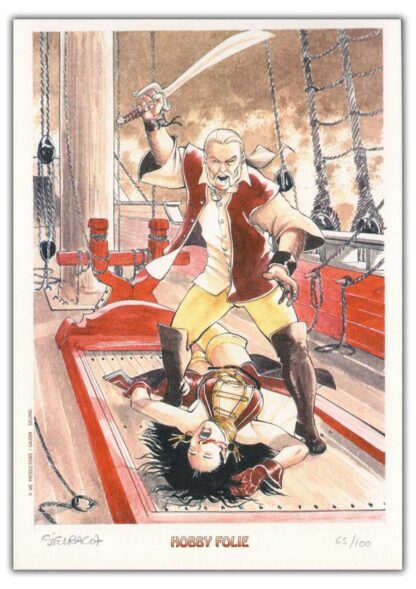 Gaudin, Sieurac, Les Princes d'Arclan, Ex-libris offset signé, Combat sur navire