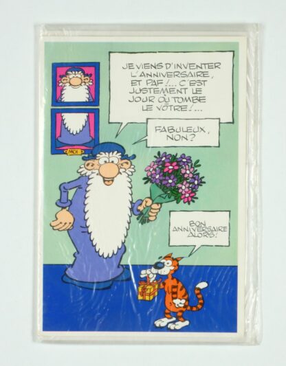 Léonard est un génie : Carte postale : Je viens d'inventer l'anniversaire et paf !... C'est justement le jour où tombe le vôtre !...