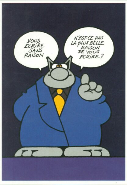 Le Chat Carte postale Ecrire sans raison - bleu