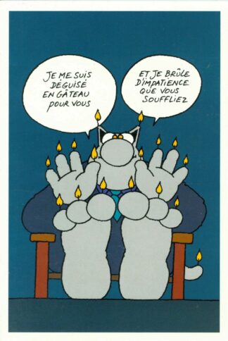 Le Chat Carte d'anniversaire 'Je me suis déguisée en gâteau pour vous et je brûle d'impatience que vous souffliez'