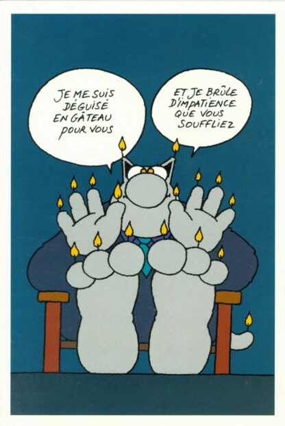 Le Chat Carte d'anniversaire 'Je me suis déguisée en gâteau pour vous et je brûle d'impatience que vous souffliez'