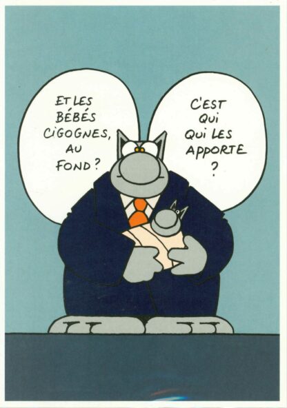 Le Chat Carte postale Naissance - Félicitation! - vert