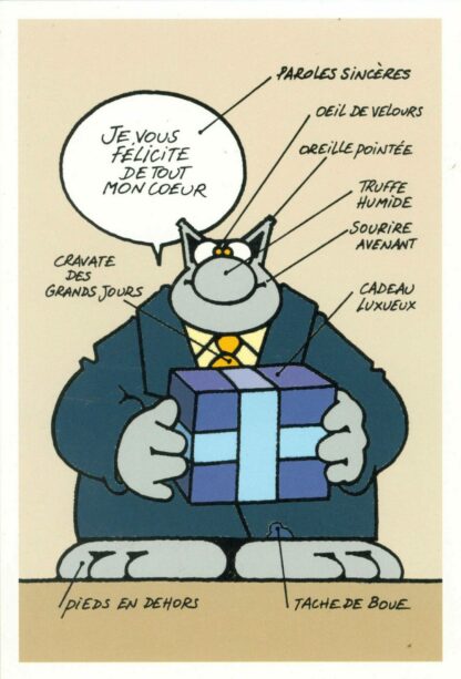 Le Chat : Carte Postale : 'Je vous félicite de tout mon coeur'
