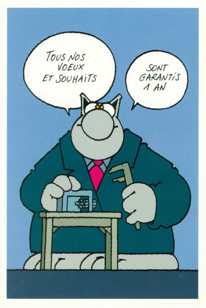 Le Chat Carte de voeux Tous nos voeux sont garantis 1 an
