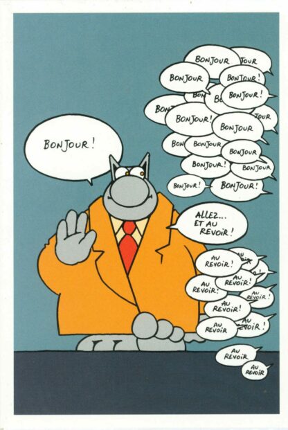 Le Chat : Carte Postale : Bonjour et au revoir !