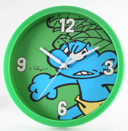 Les Schtroumpfs : Peyo : Horloge verte : Schtroumpf Sauvage (25 cm)