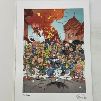 Puzzle offset Les Pompiers signé par Stedo