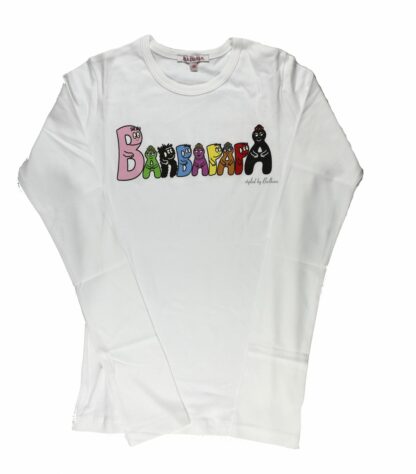 T-shirt Femme Barbapapa Logo manches longues blanc