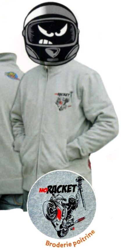Sweat Zippé Même pas peur, NO RACKET - Gris cendré