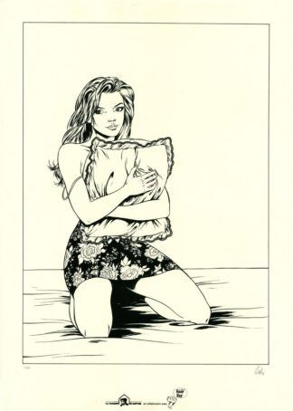 Horizon blanc Sérigraphie signée Femme agenouillée