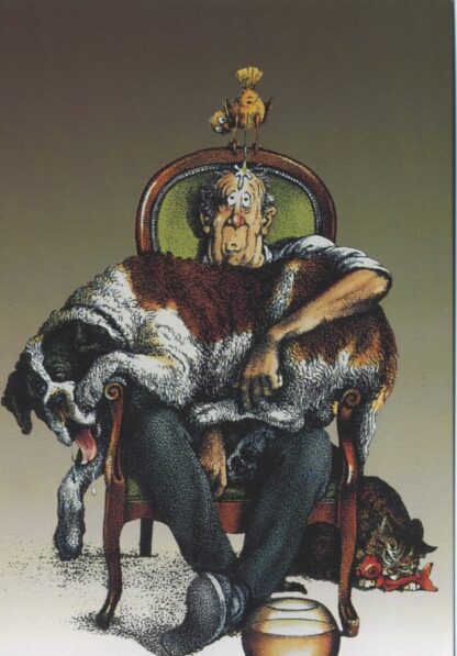 Serre, Carte postale, Homme au chien